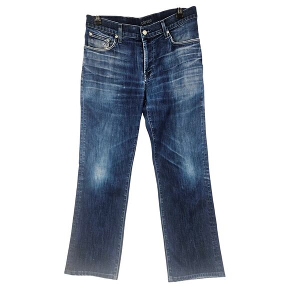 7 For All Mankind Carsen Straight Leg Jeans Distressed Dark Mens 38 x 29 3765 - Picture 1 of 9